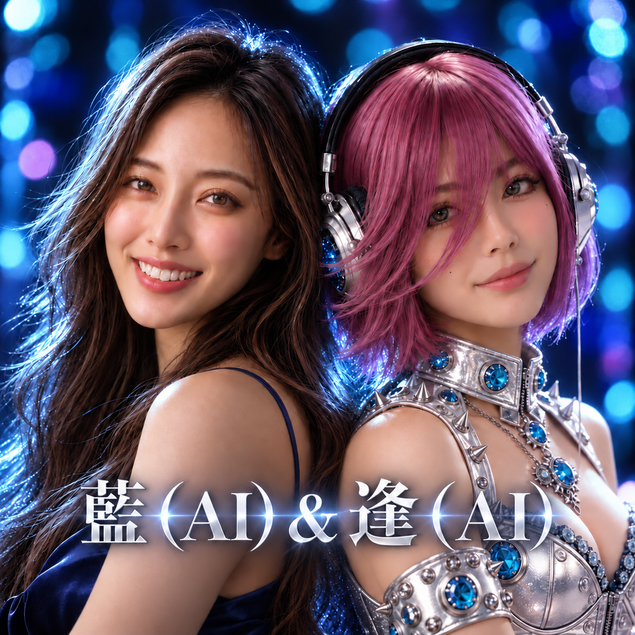 藍（AI）と逢（AI）が並ぶ、深藍の音楽ステージ